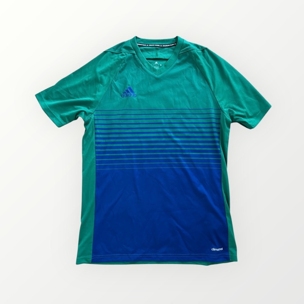 Adidas Men's Green and Blue soccer jersey